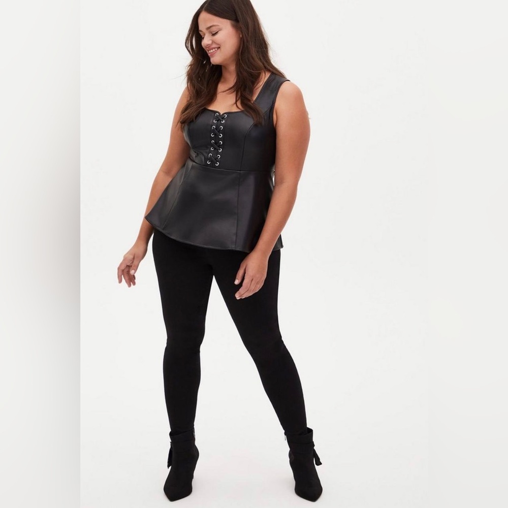Torrid Black Lace Up Faux Leather Peplum NWT size 3X 22/24